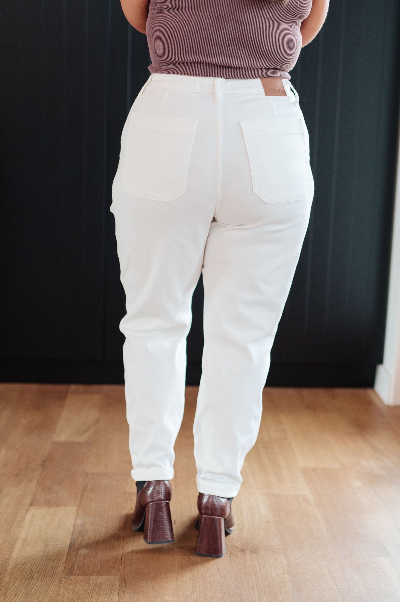 Charlene High Rise Contrast Thread Jogger in Ecru (Online Exclusive) - Uptown Boutique Ramona