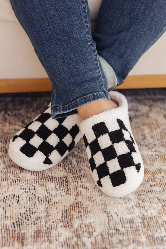 Checked Out Slippers in Black (Online Exclusive) - Uptown Boutique Ramona