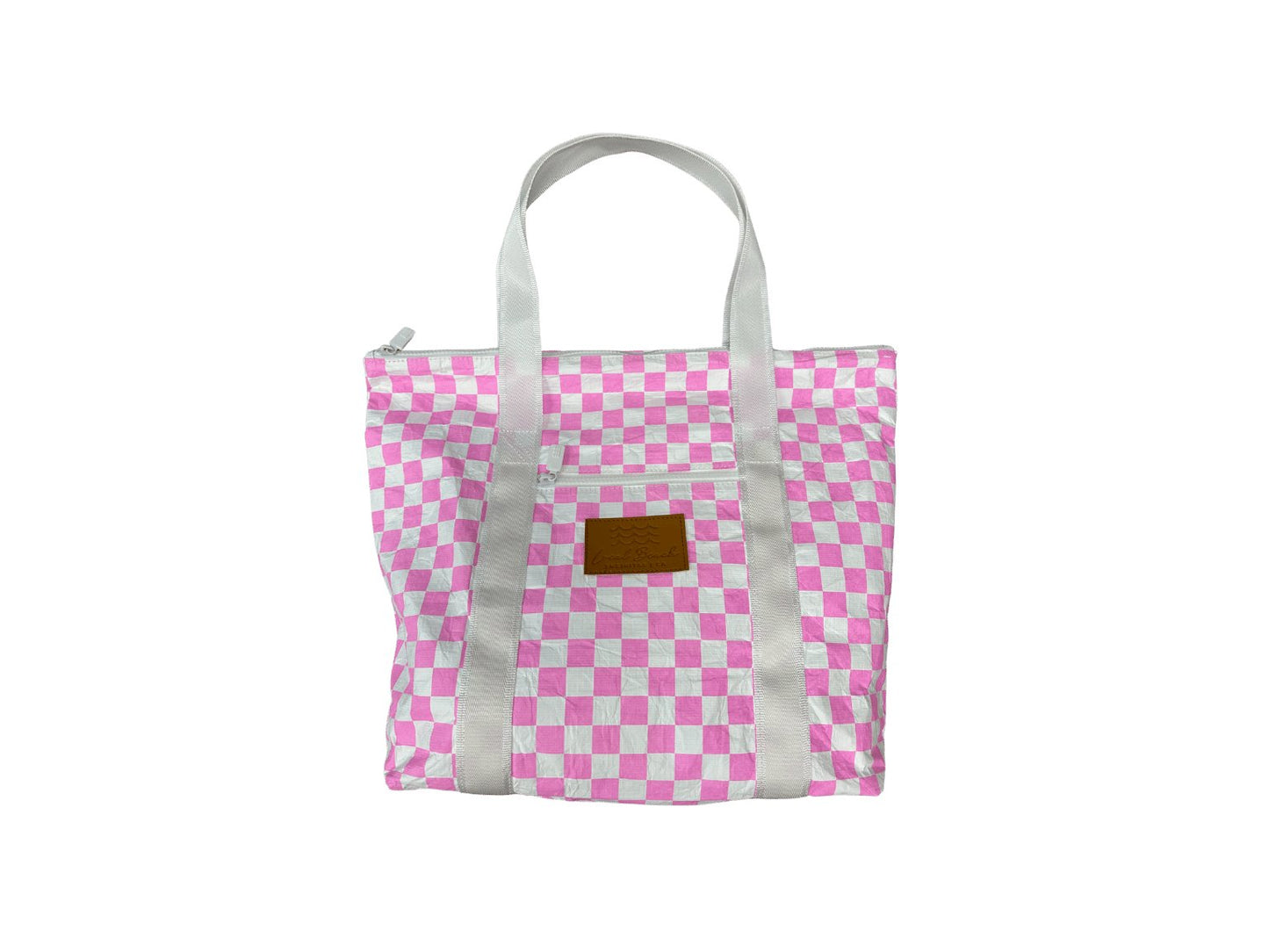 Checker Water Resistant Tyvek Shoulder Tote - Uptown Boutique Ramona