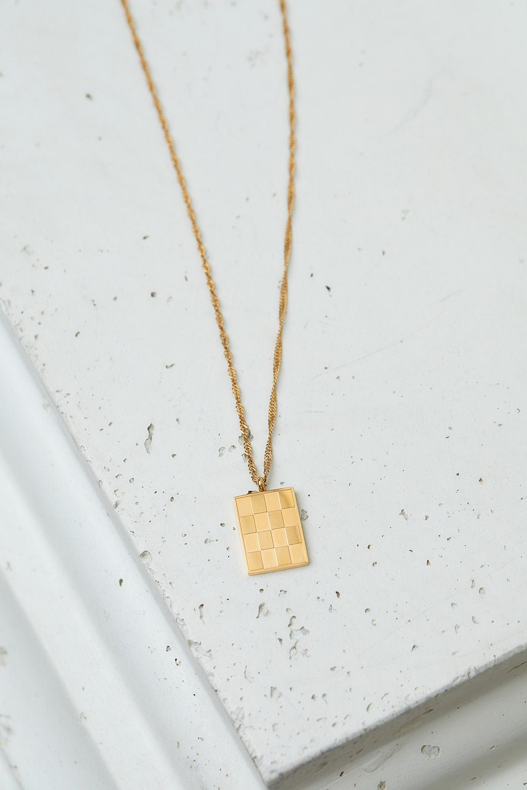 Checkered Pendant Necklace (Online Exclusive) - Uptown Boutique Ramona