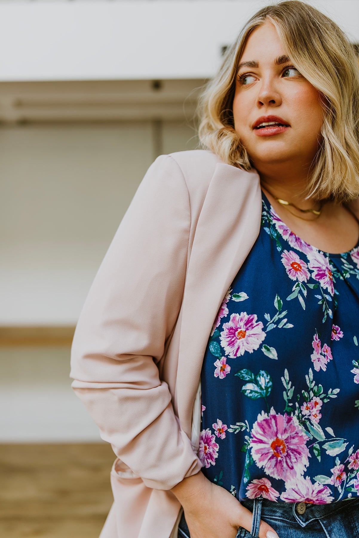 Chic In Pink Ruched 3/4 Sleeve Blazer (Online Exclusive) - Uptown Boutique Ramona