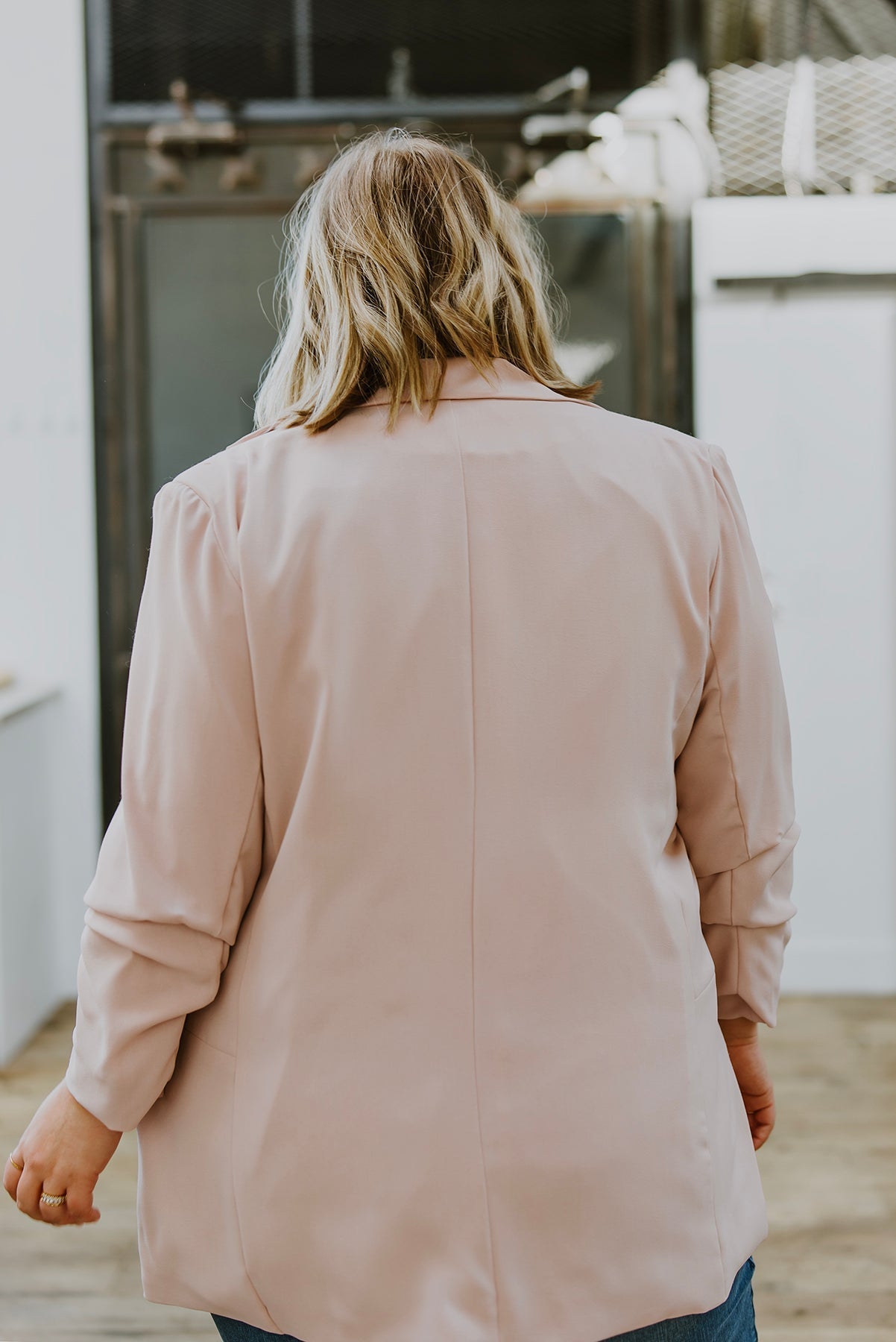 Chic In Pink Ruched 3/4 Sleeve Blazer (Online Exclusive) - Uptown Boutique Ramona