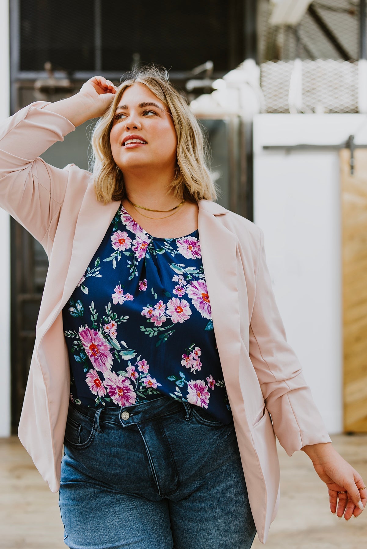 Chic In Pink Ruched 3/4 Sleeve Blazer (Online Exclusive) - Uptown Boutique Ramona