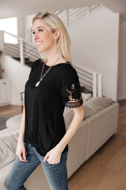 Chloé Lace Twist Top In Black (Online Exclusive) - Uptown Boutique Ramona