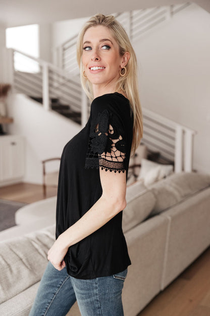 Chloé Lace Twist Top In Black (Online Exclusive) - Uptown Boutique Ramona