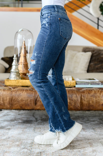 Christine High Contrast Slim Bootcut Destroyed Jeans (Online Exclusive) - Uptown Boutique Ramona