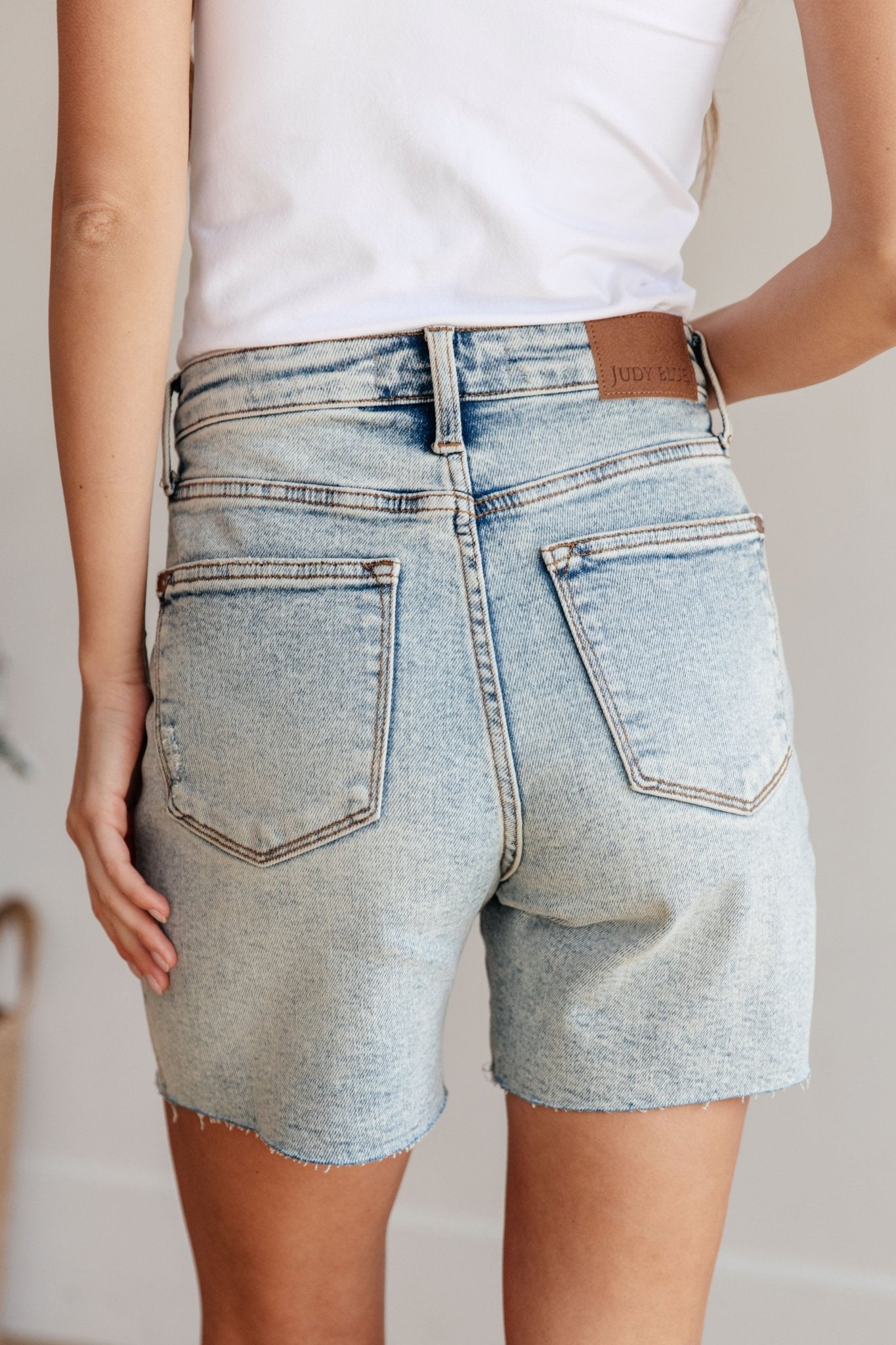 Cindy High Rise Mineral Wash Distressed Boyfriend Shorts (Online Exclusive) - Uptown Boutique Ramona