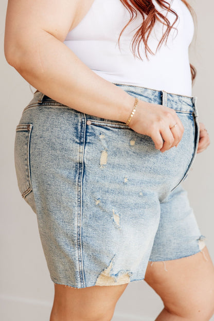 Cindy High Rise Mineral Wash Distressed Boyfriend Shorts (Online Exclusive) - Uptown Boutique Ramona