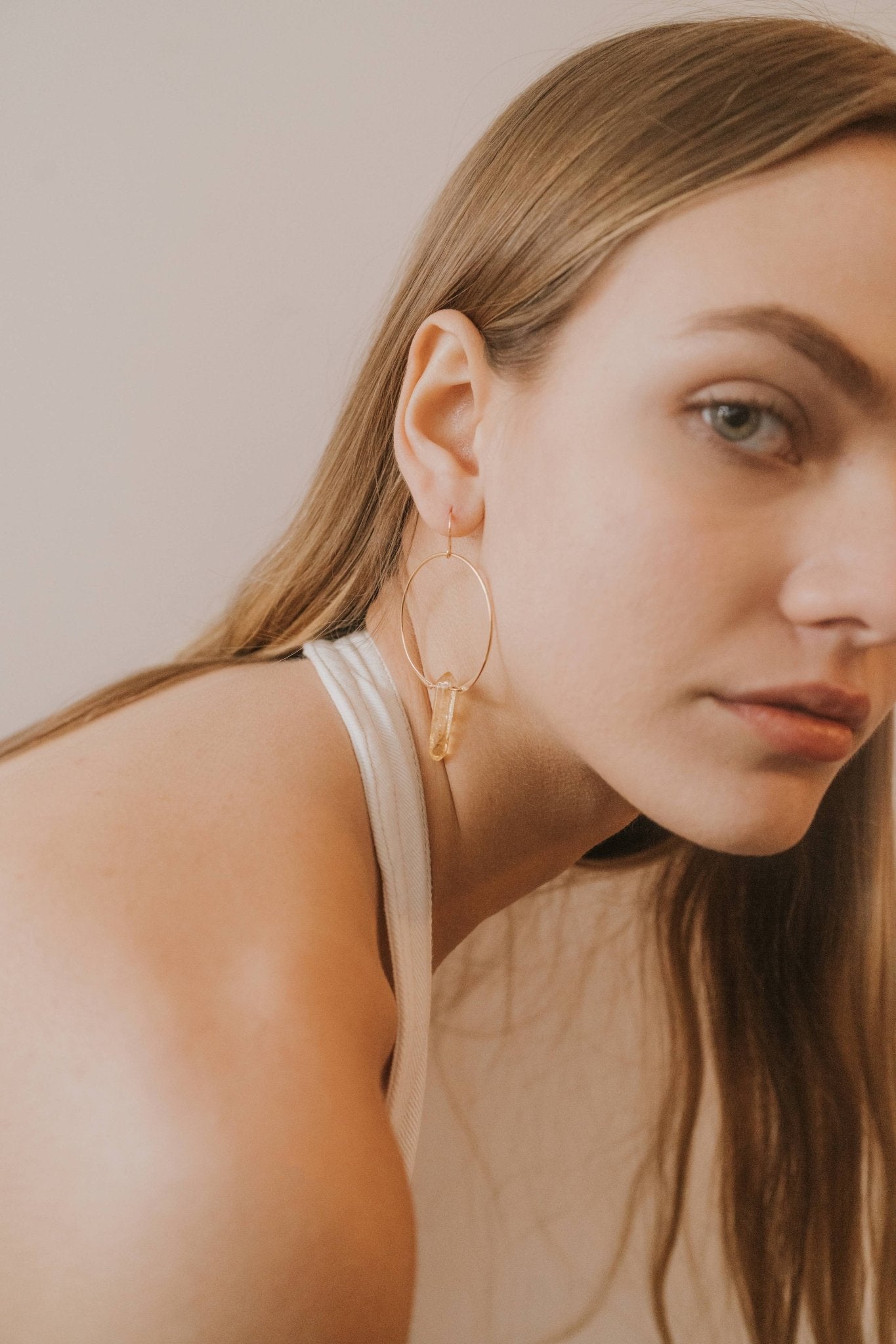 Citrine Hoops Earring - Uptown Boutique Ramona