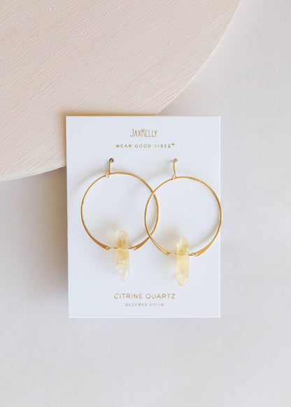 Citrine Hoops Earring - Uptown Boutique Ramona