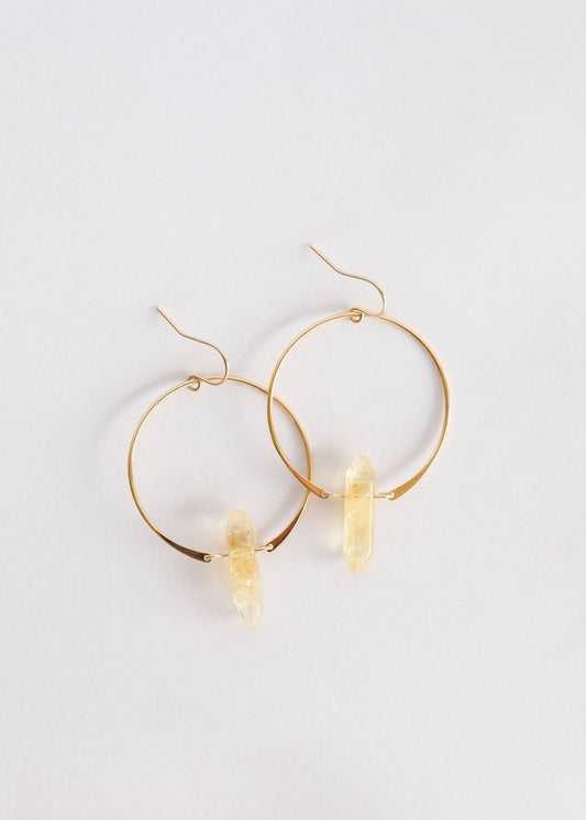 Citrine Hoops Earring - Uptown Boutique Ramona