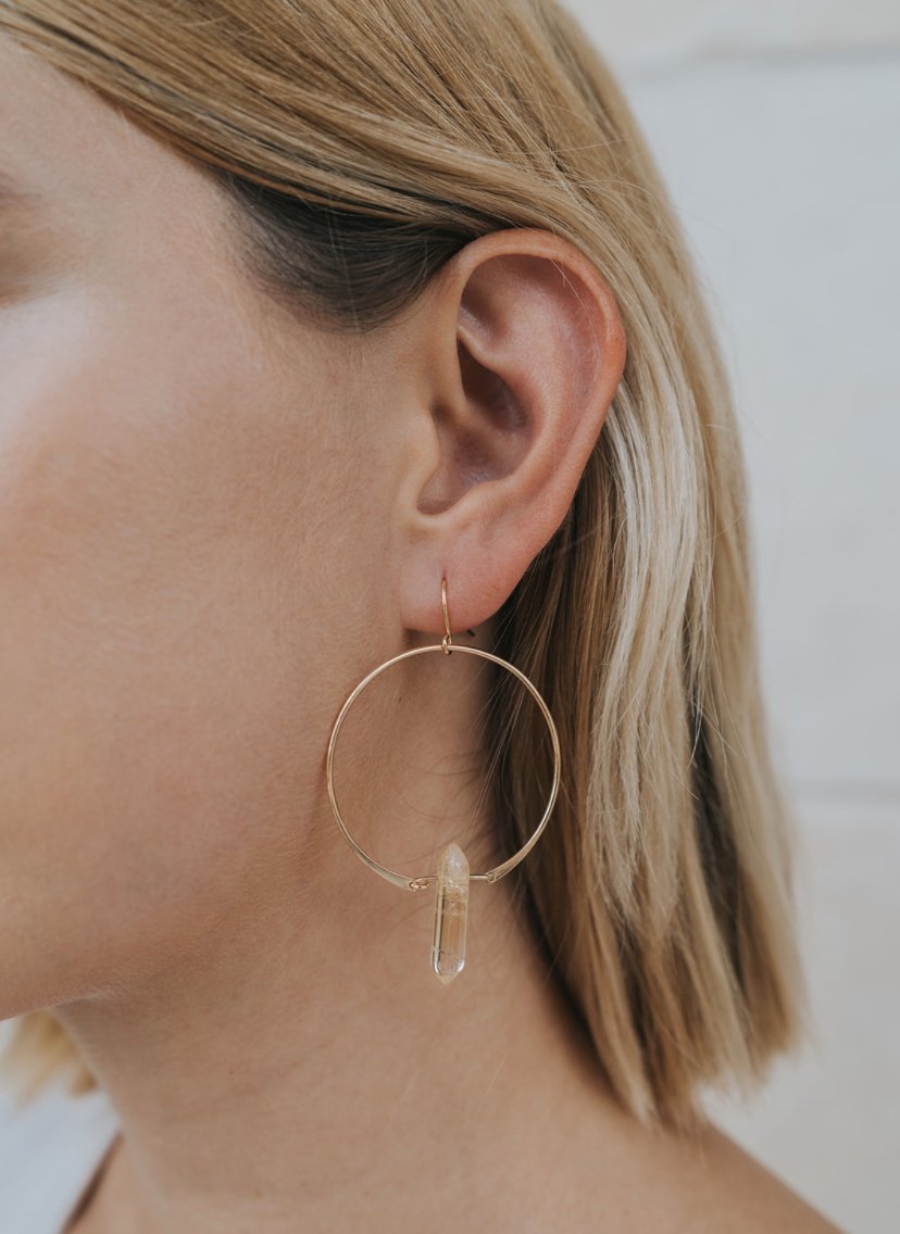 Citrine Hoops Earring - Uptown Boutique Ramona