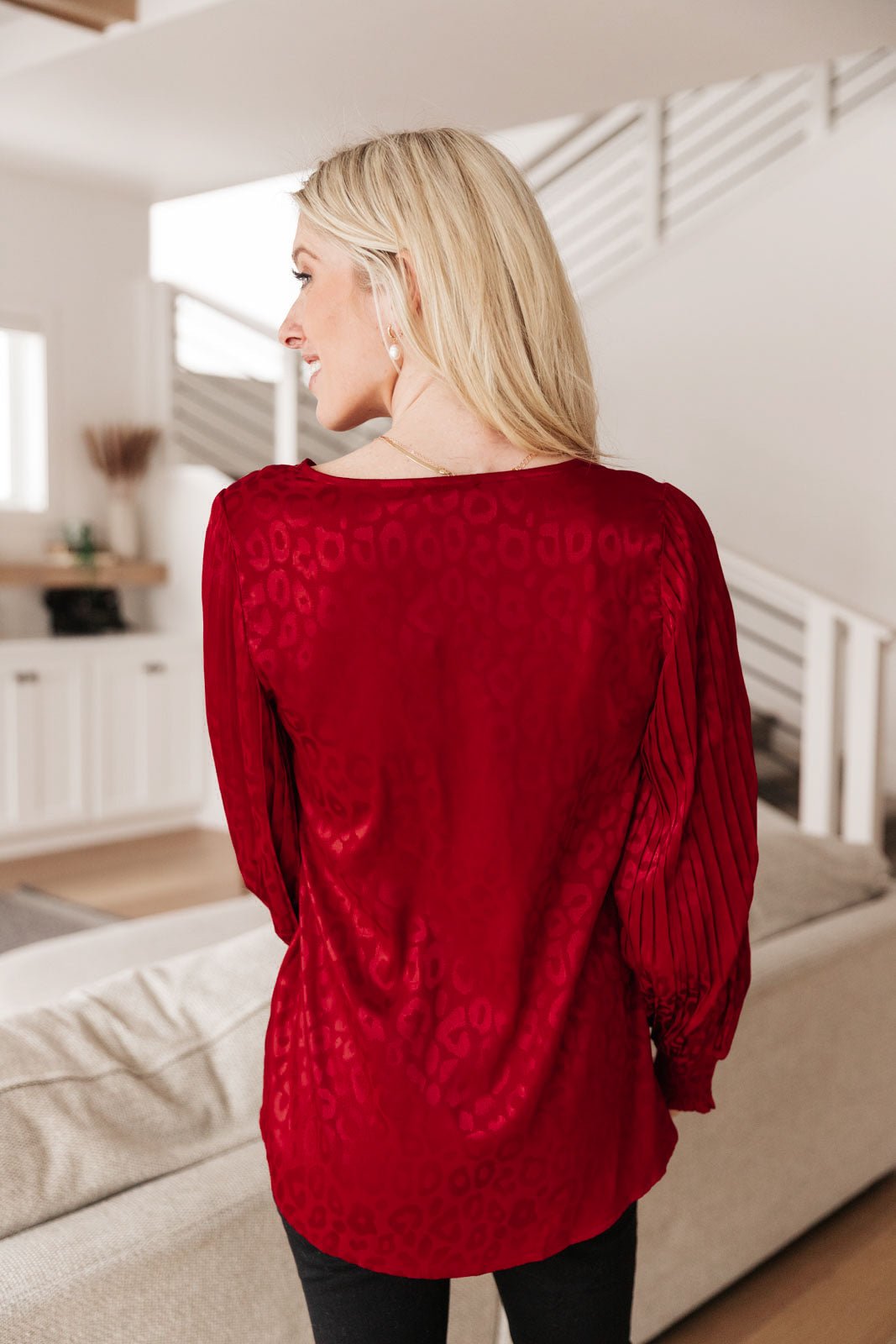 Cityscape Blouse In Burgundy (Online Exclusive) - Uptown Boutique Ramona