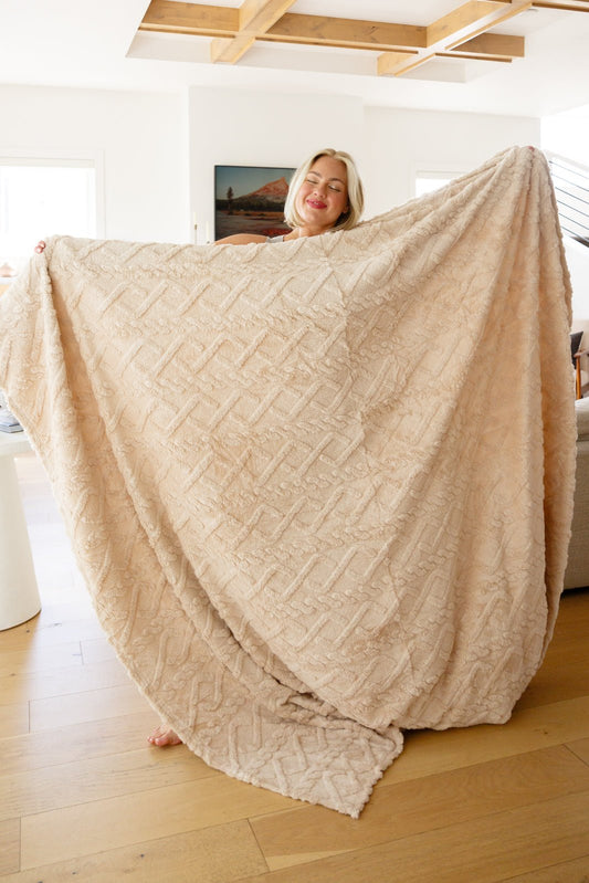 Clara Blanket Family Cuddle Size in Beige (Online Exclusive) - Uptown Boutique Ramona