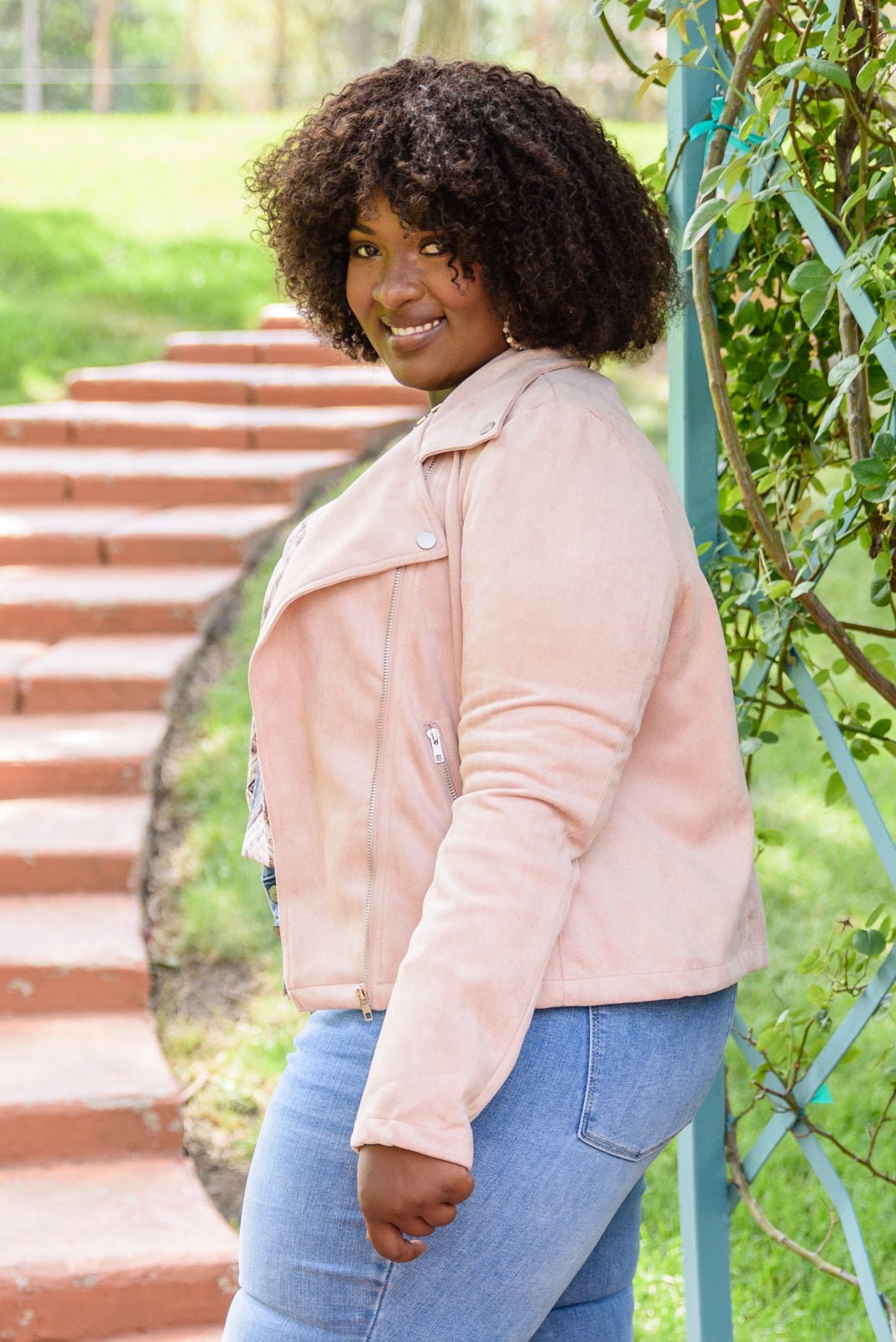 Clara Faux Suede Moto Jacket In Blush (Online Exclusive) - Uptown Boutique Ramona