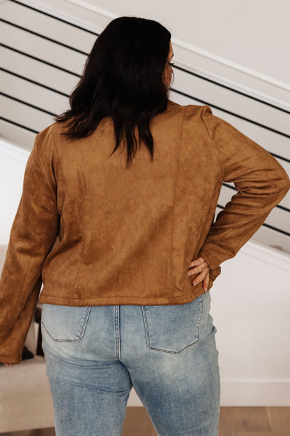 Clara Faux Suede Moto Jacket in Camel (Online Exclusive) - Uptown Boutique Ramona