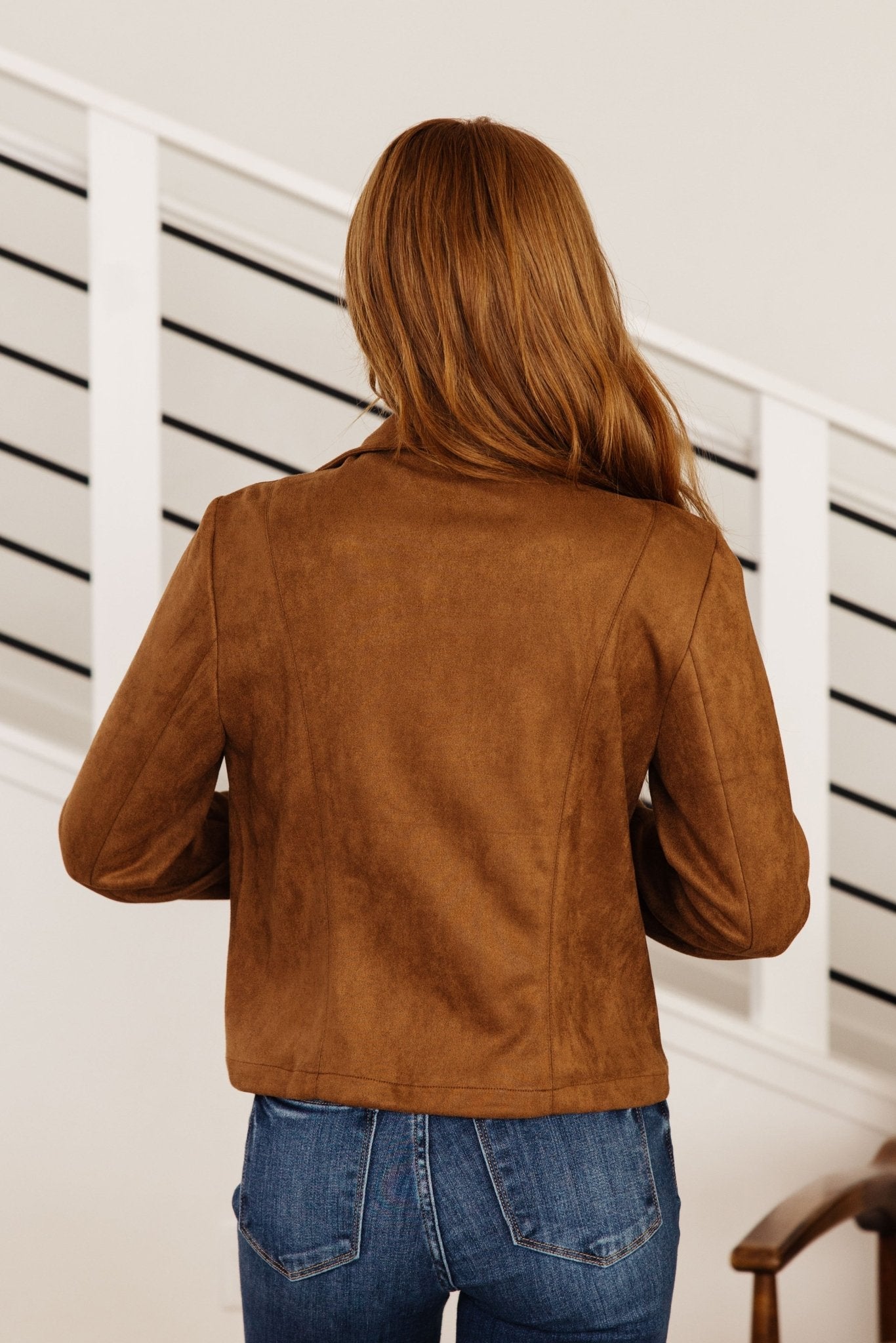 Clara Faux Suede Moto Jacket in Camel (Online Exclusive) - Uptown Boutique Ramona