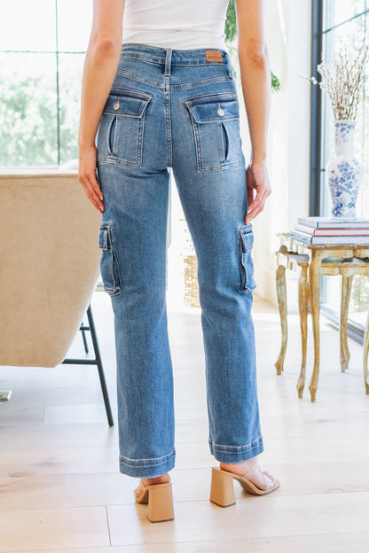 Clarissa High Rise Wide Leg Cargo Jeans (Online Exclusive) - Uptown Boutique Ramona