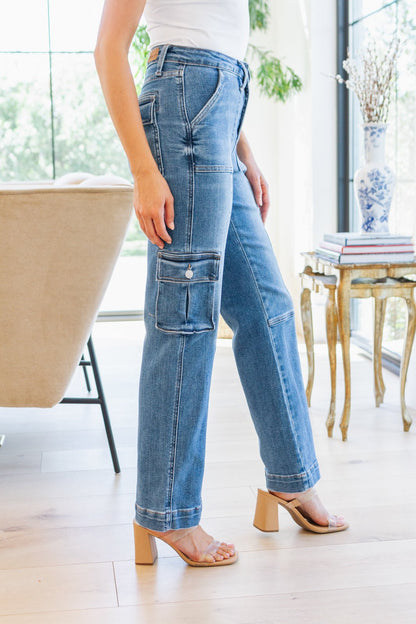 Clarissa High Rise Wide Leg Cargo Jeans (Online Exclusive) - Uptown Boutique Ramona