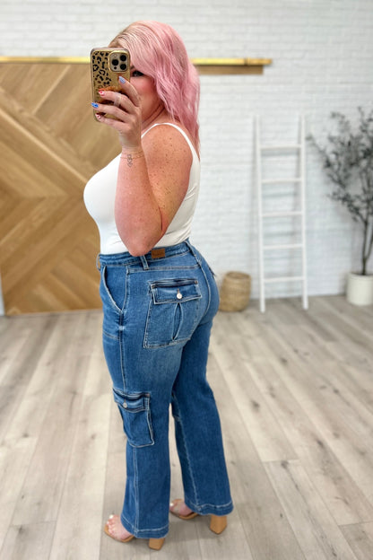 Clarissa High Rise Wide Leg Cargo Jeans (Online Exclusive) - Uptown Boutique Ramona