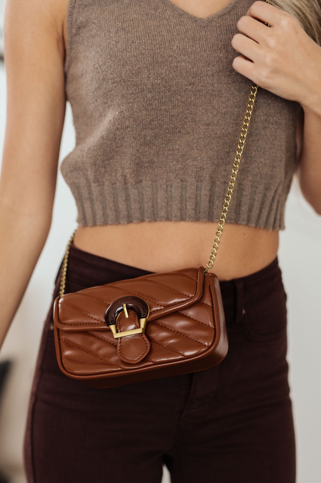 Classic Beauty Quilted Clutch in Brown (Online Exclusive) - Uptown Boutique Ramona