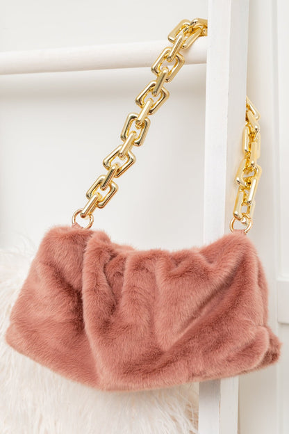 Classy And Carefree Faux Fur Bag In Mauve (Online Exclusive) - Uptown Boutique Ramona