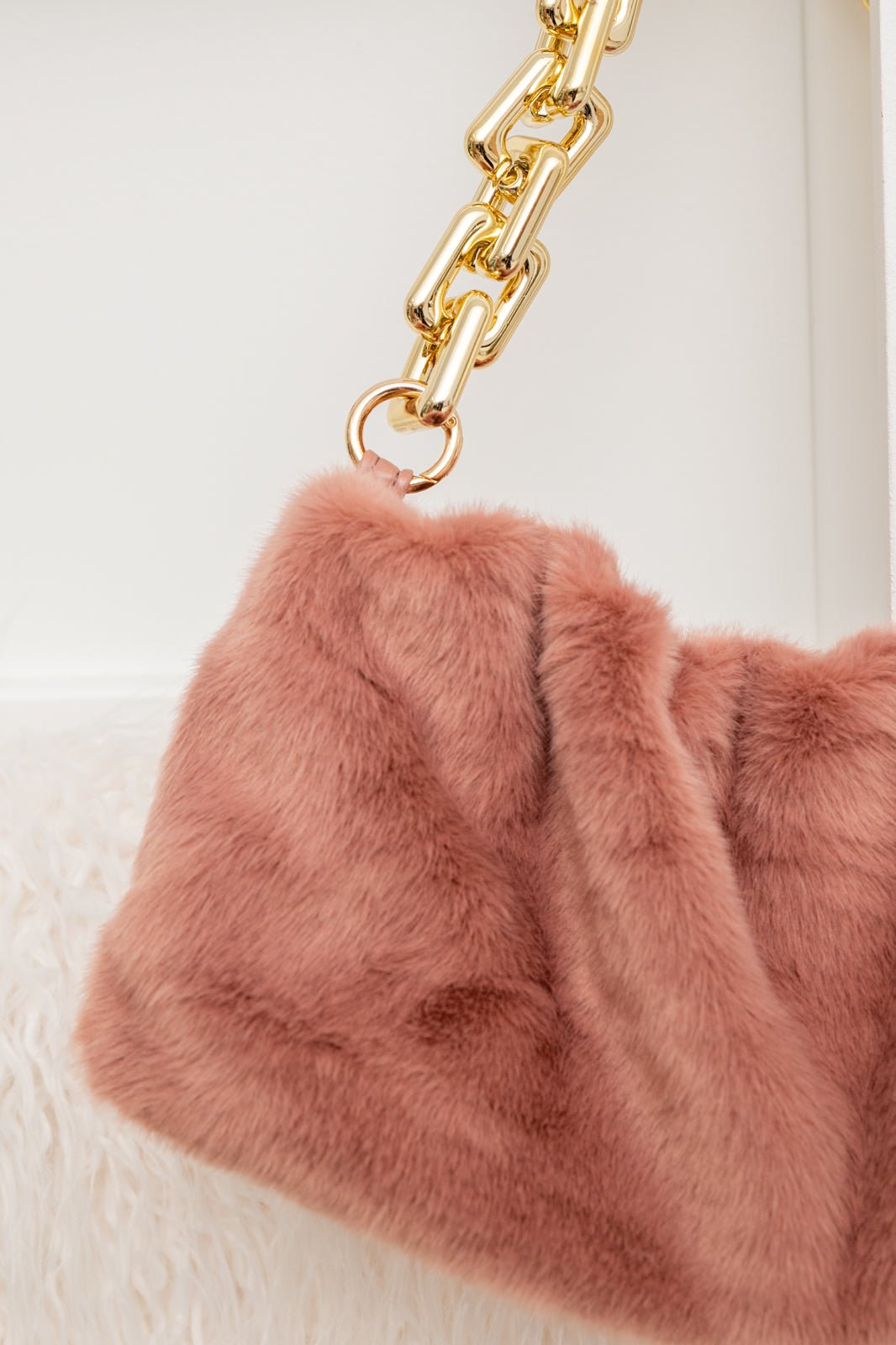 Classy And Carefree Faux Fur Bag In Mauve (Online Exclusive) - Uptown Boutique Ramona