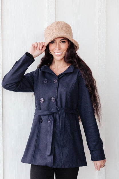 Classy & Sassy Peacoat in Navy (Online Exclusive) - Uptown Boutique Ramona