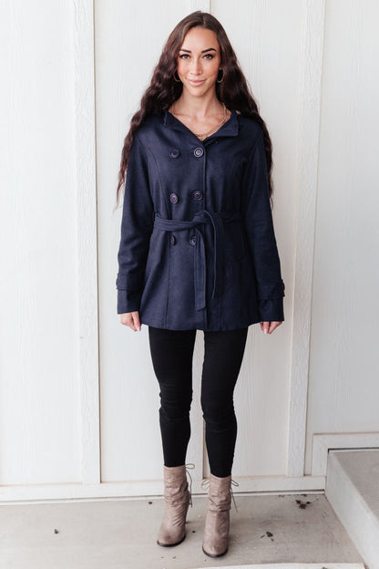 Classy & Sassy Peacoat in Navy (Online Exclusive) - Uptown Boutique Ramona