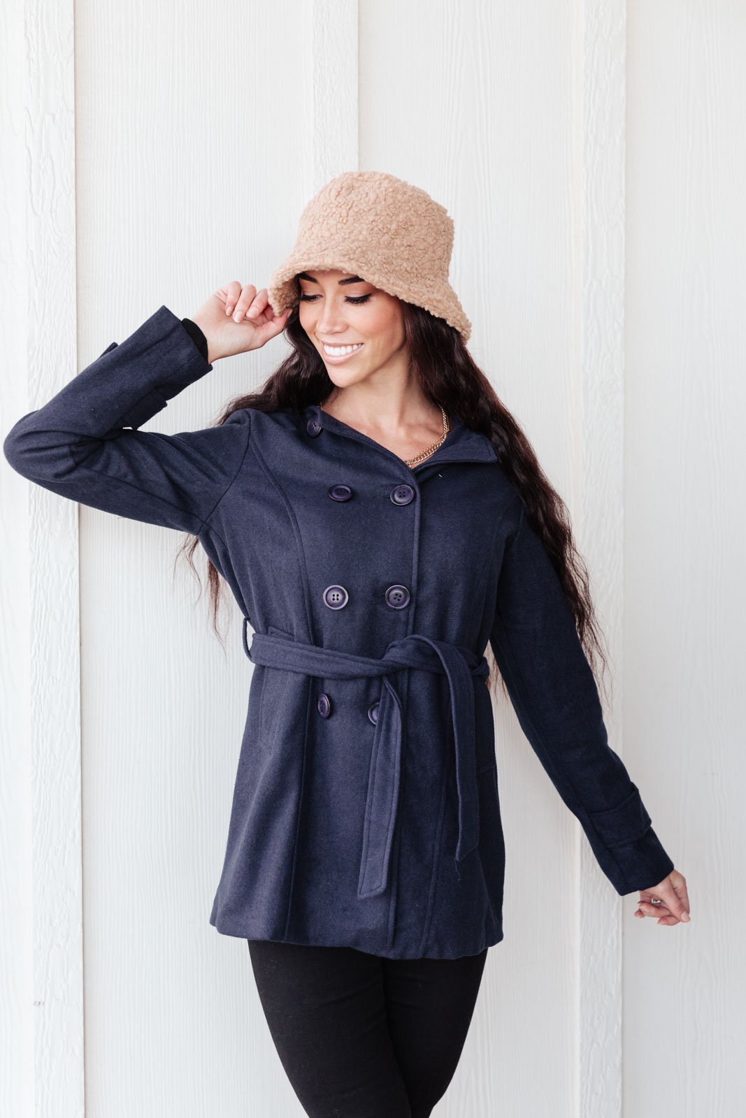 Classy & Sassy Peacoat in Navy (Online Exclusive) - Uptown Boutique Ramona