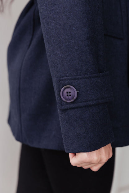 Classy & Sassy Peacoat in Navy (Online Exclusive) - Uptown Boutique Ramona