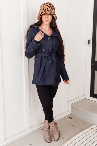 Classy & Sassy Peacoat in Navy (Online Exclusive) - Uptown Boutique Ramona