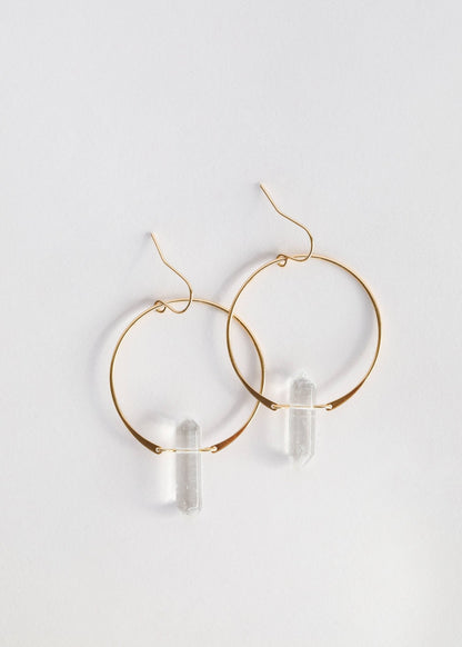 Clear Quartz Hoops Earring - Uptown Boutique Ramona