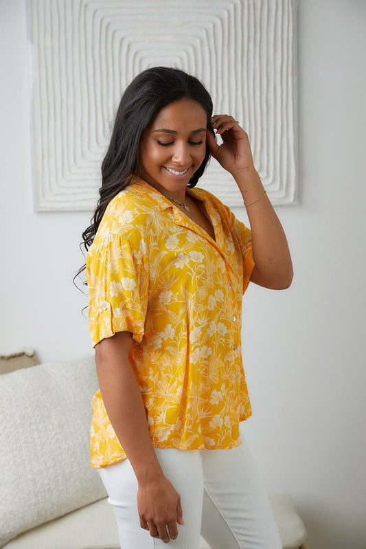 Clementine Floral Button Up Blouse (Online Exclusives) - Uptown Boutique Ramona