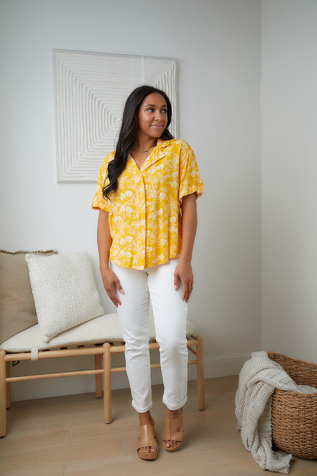 Clementine Floral Button Up Blouse (Online Exclusives) - Uptown Boutique Ramona