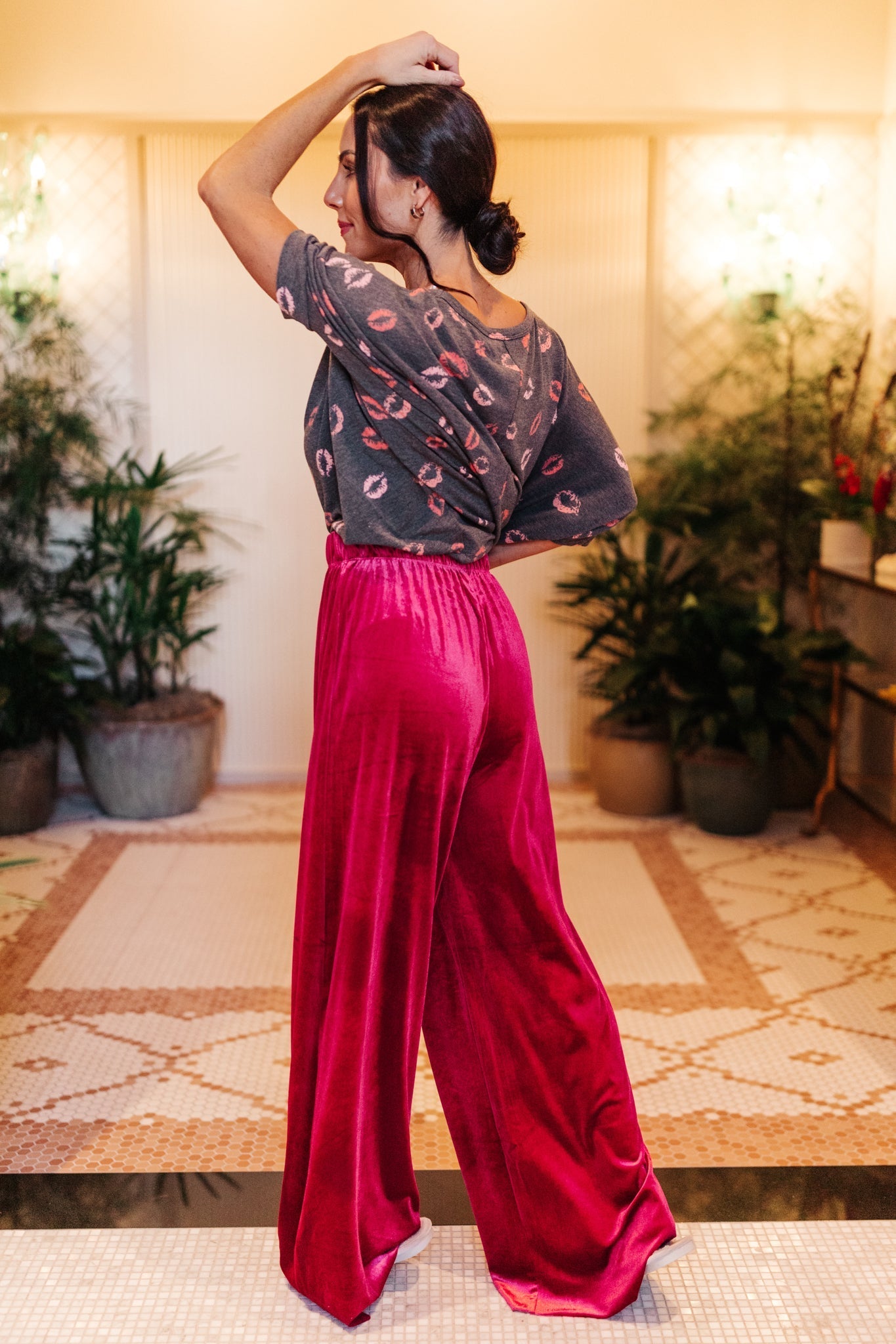 Cleo Velvet Wide Leg Pants (Online Exclusive) - Uptown Boutique Ramona