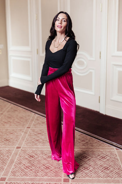 Cleo Velvet Wide Leg Pants (Online Exclusive) - Uptown Boutique Ramona