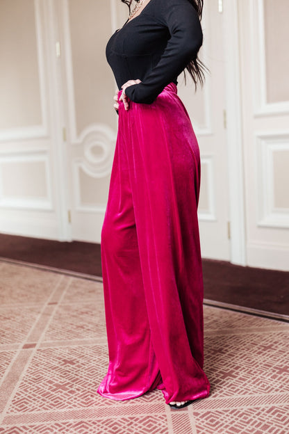 Cleo Velvet Wide Leg Pants (Online Exclusive) - Uptown Boutique Ramona