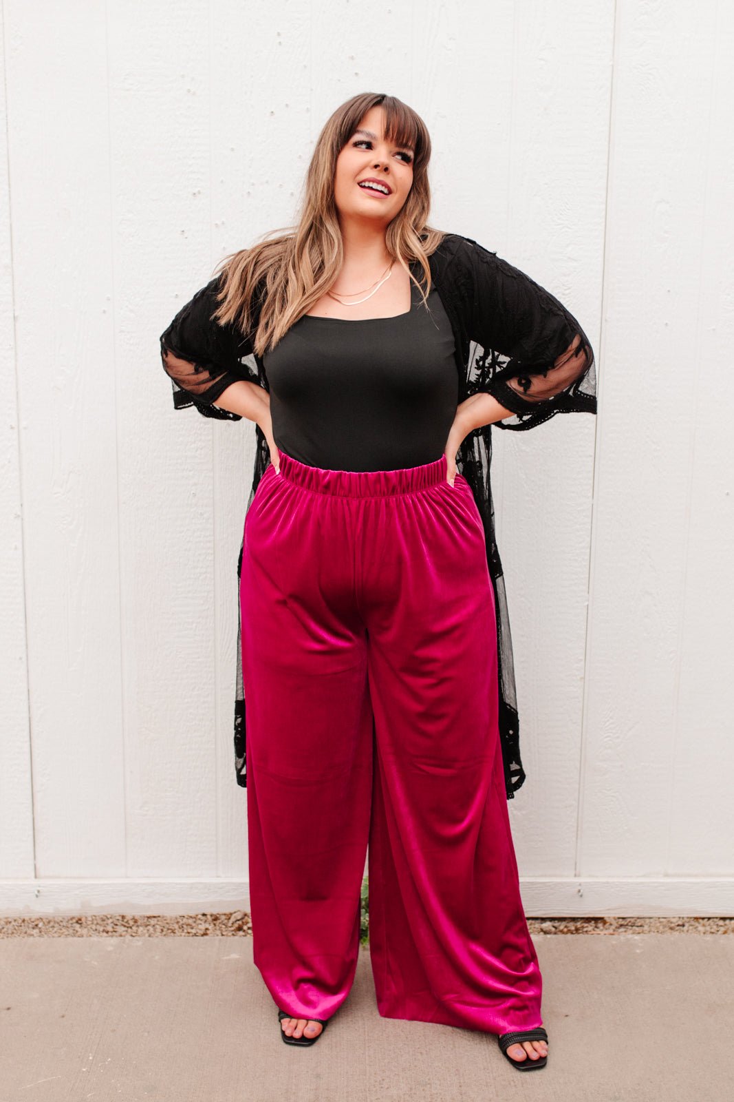 Cleo Velvet Wide Leg Pants (Online Exclusive) - Uptown Boutique Ramona