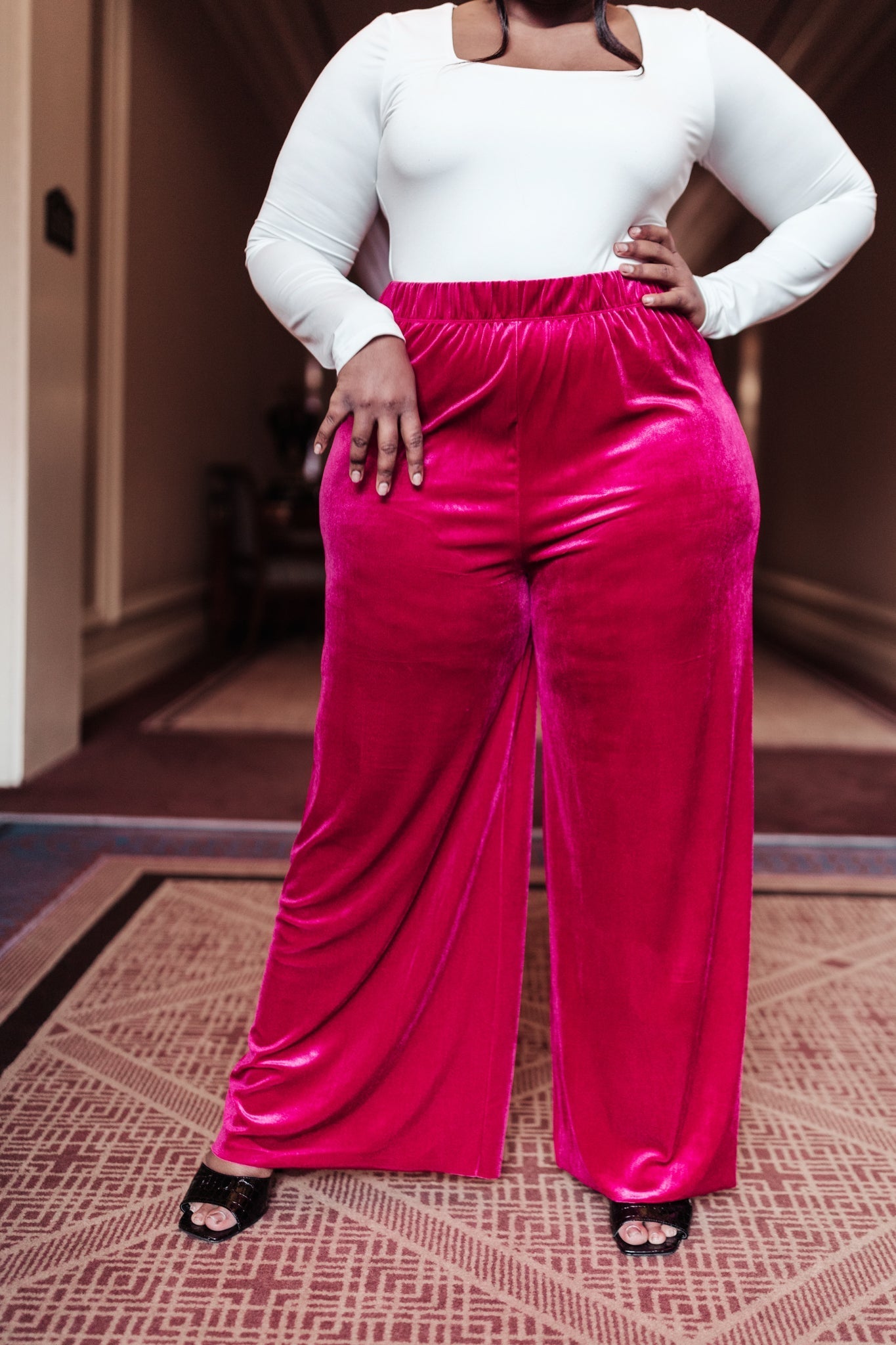 Cleo Velvet Wide Leg Pants (Online Exclusive) - Uptown Boutique Ramona