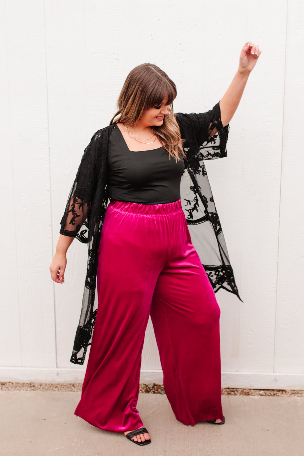 Cleo Velvet Wide Leg Pants (Online Exclusive) - Uptown Boutique Ramona