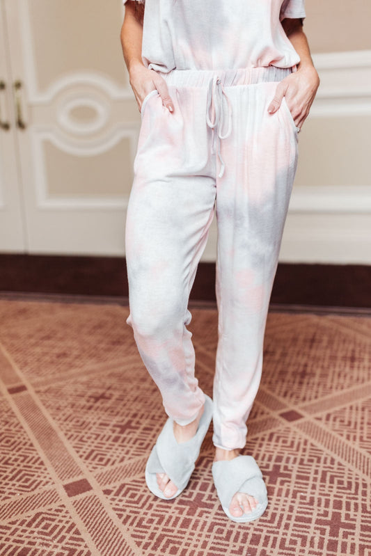 Cloud 9 Tie Dye Joggers in Peach (Online Exclusive) - Uptown Boutique Ramona