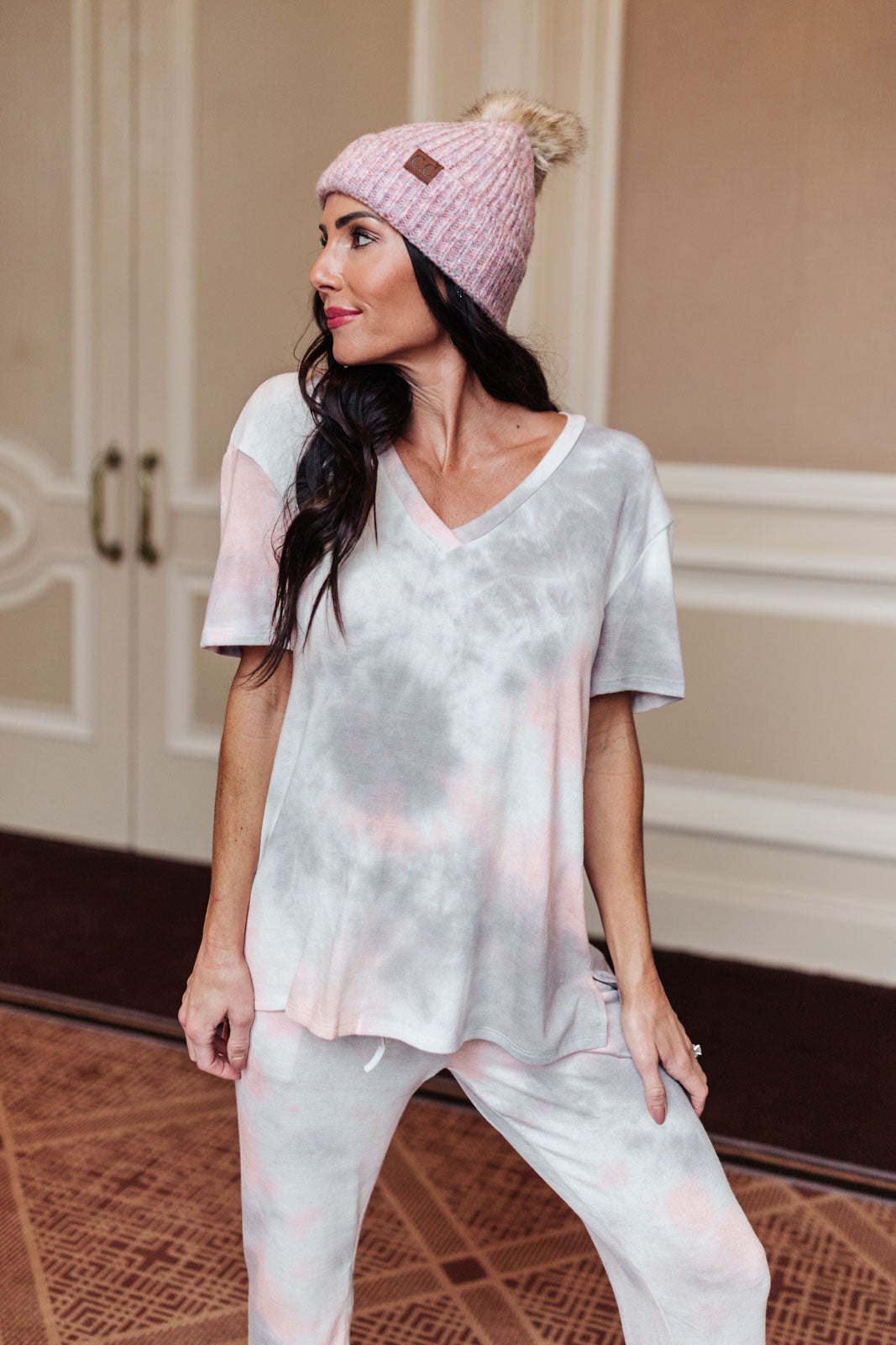 Cloud 9 Tie Dye Top in Peach (Online Exclusive) - Uptown Boutique Ramona