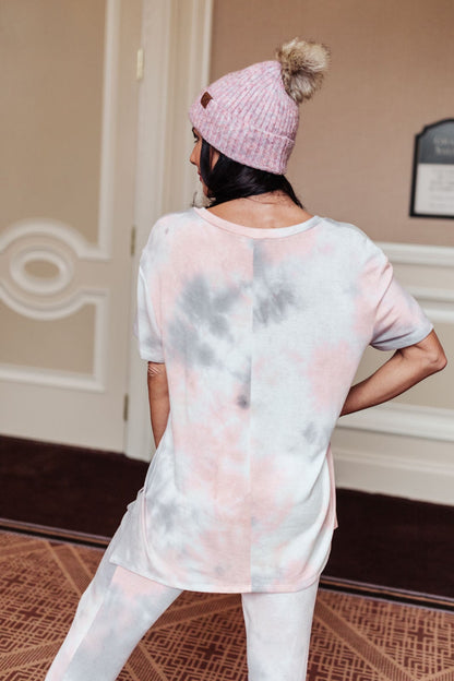 Cloud 9 Tie Dye Top in Peach (Online Exclusive) - Uptown Boutique Ramona