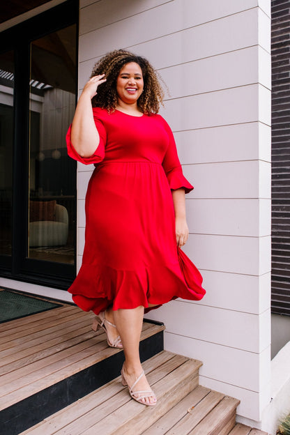 Cloudy Skies Dress in Crimson (Online Exclusive) - Uptown Boutique Ramona