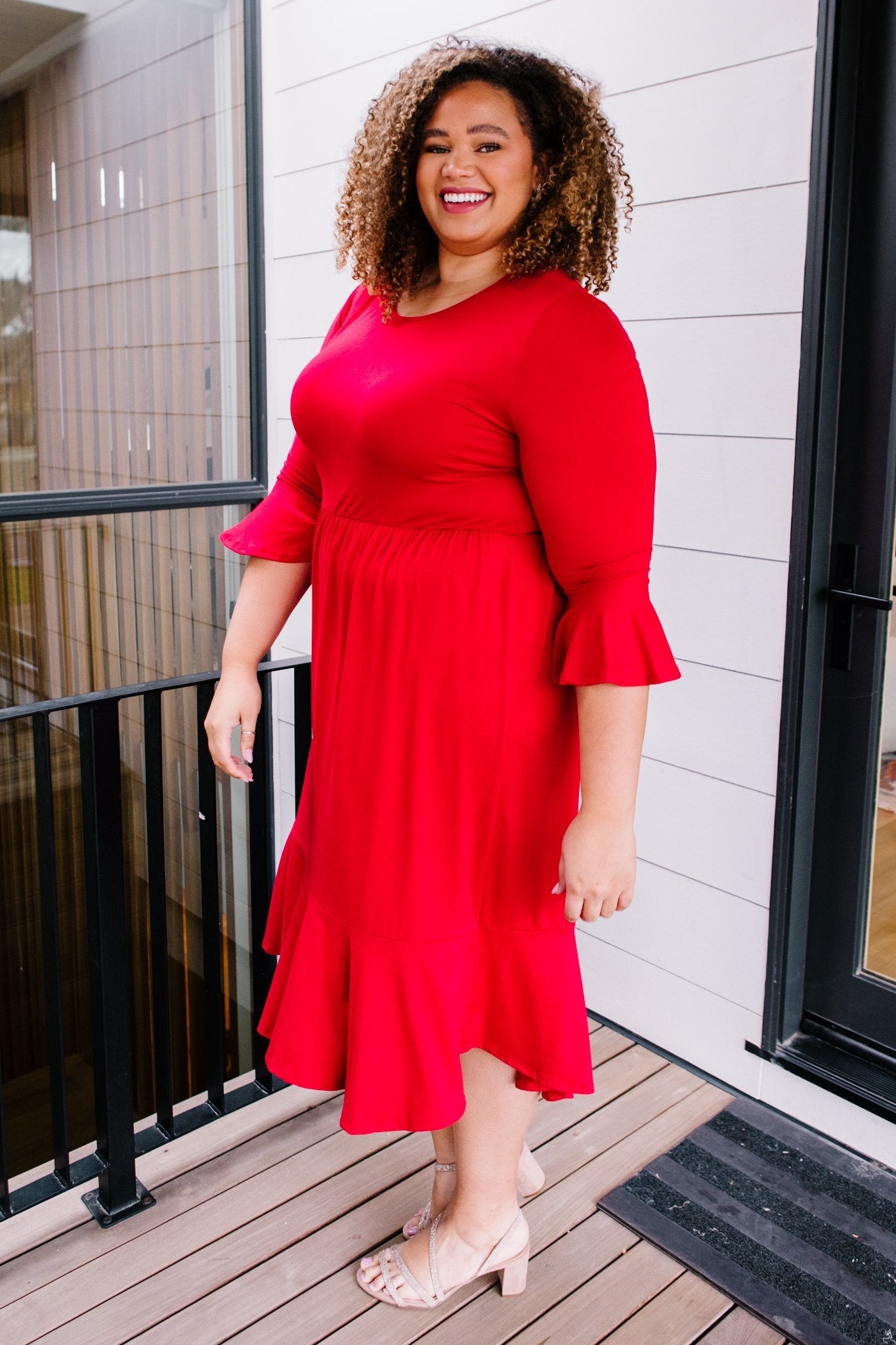 Cloudy Skies Dress in Crimson (Online Exclusive) - Uptown Boutique Ramona