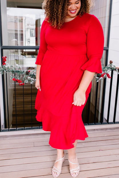 Cloudy Skies Dress in Crimson (Online Exclusive) - Uptown Boutique Ramona