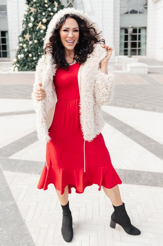 Cloudy Skies Dress in Crimson (Online Exclusive) - Uptown Boutique Ramona