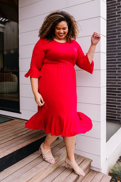 Cloudy Skies Dress in Crimson (Online Exclusive) - Uptown Boutique Ramona