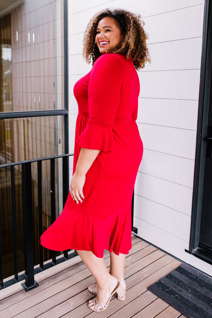 Cloudy Skies Dress in Crimson (Online Exclusive) - Uptown Boutique Ramona